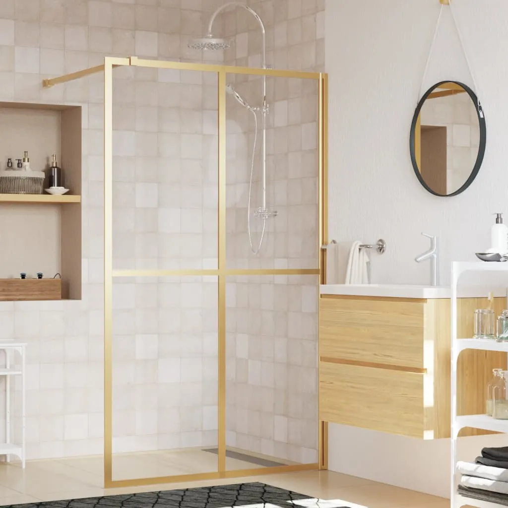 vidaXL Stijenka za walk-in tuš sa staklom ESG zlatna 118 x 195 cm - Venlo