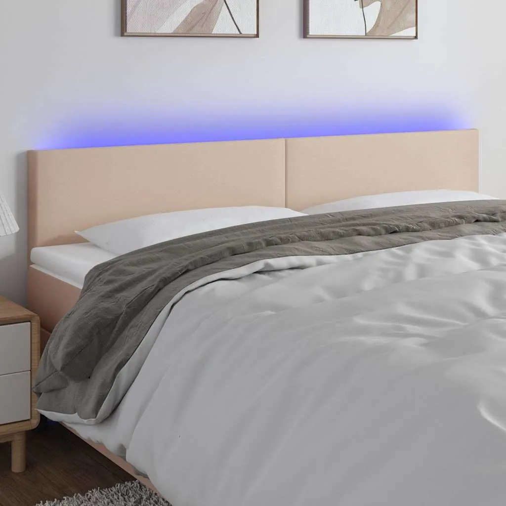 vidaXL LED uzglavlje boja cappuccina 200 x 5 x 78/88cm od umjetne kože - Venlo