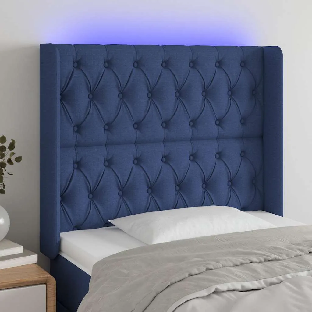 vidaXL LED uzglavlje plavo 103 x 16 x 118/128 cm od tkanine - Venlo