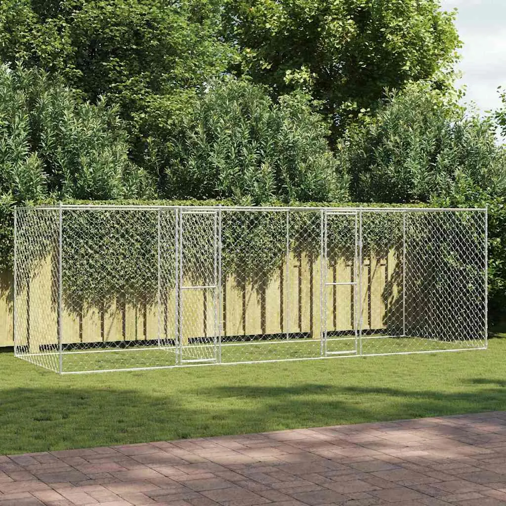 vidaXL Kavez za pse Srebrno 600 x 200 x 200 cm Cinkani čelik - Venlo