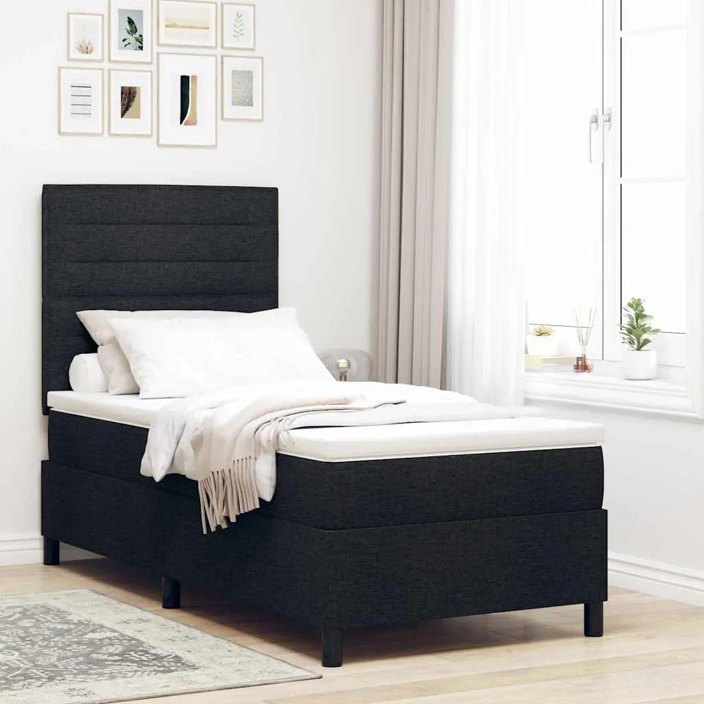 vidaXL Krevet s opruga kutije s madracem Crna 80 x 200 cm tkanina - Venlo