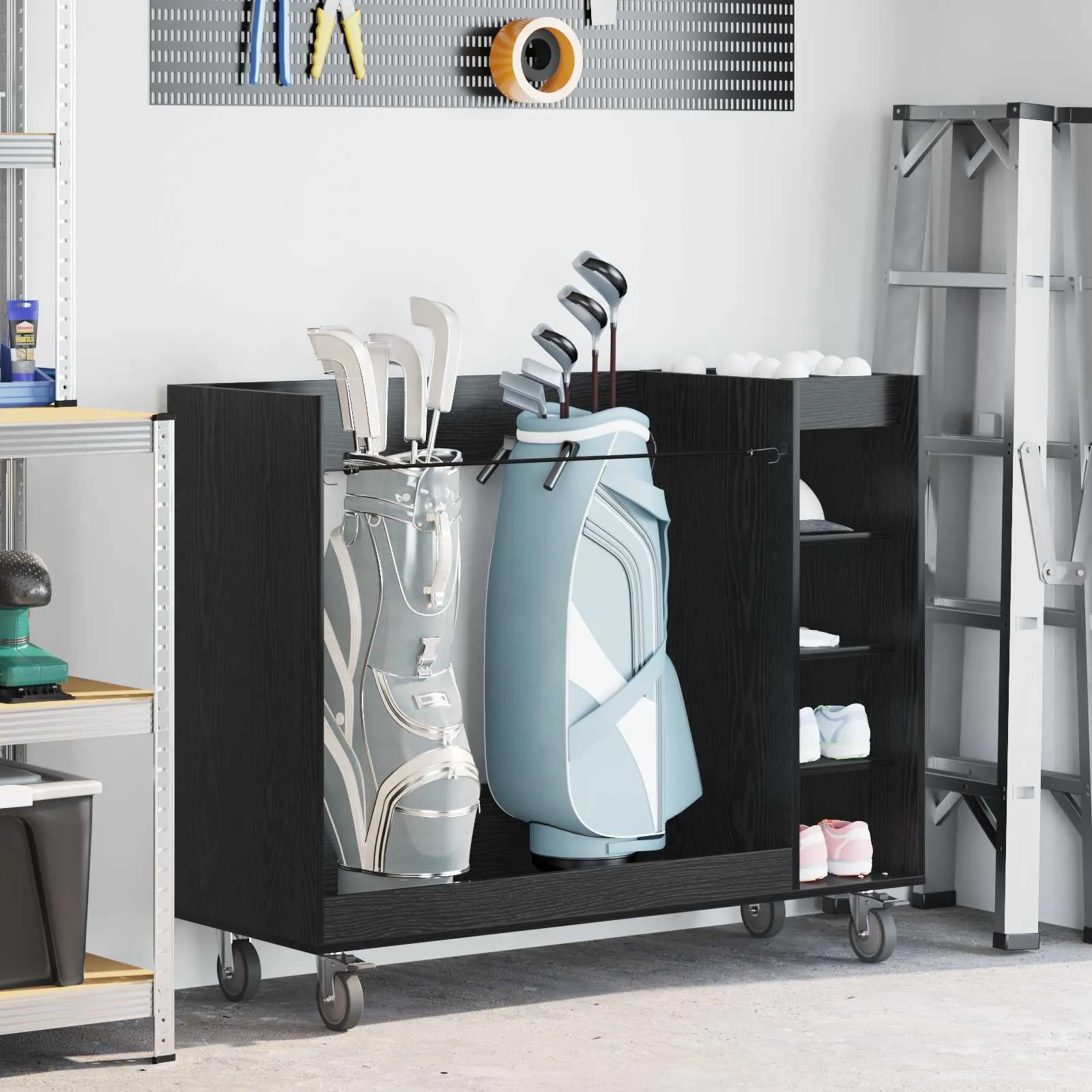 vidaxl golf ormar s kotačem jednobojno crni hrast 120 x 45 x 98 cm - slika 1