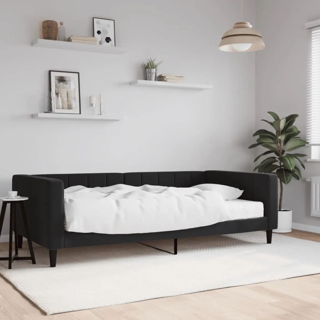 vidaXL Dnevni krevet s madracem crni 100 x 200 cm baršunasti - Venlo