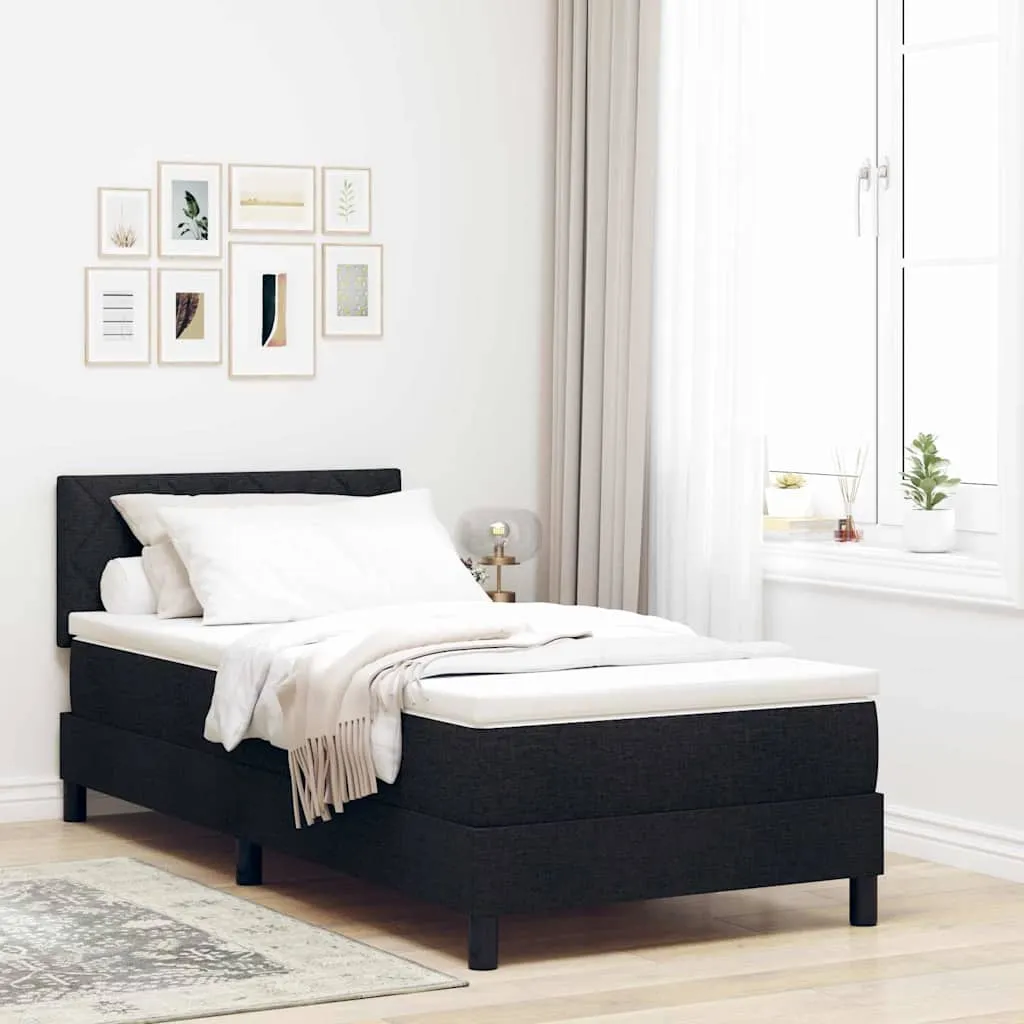 vidaXL Krevet s opruga kutije s uzglavljem Crna 90 x 190 cm tkanina - Venlo