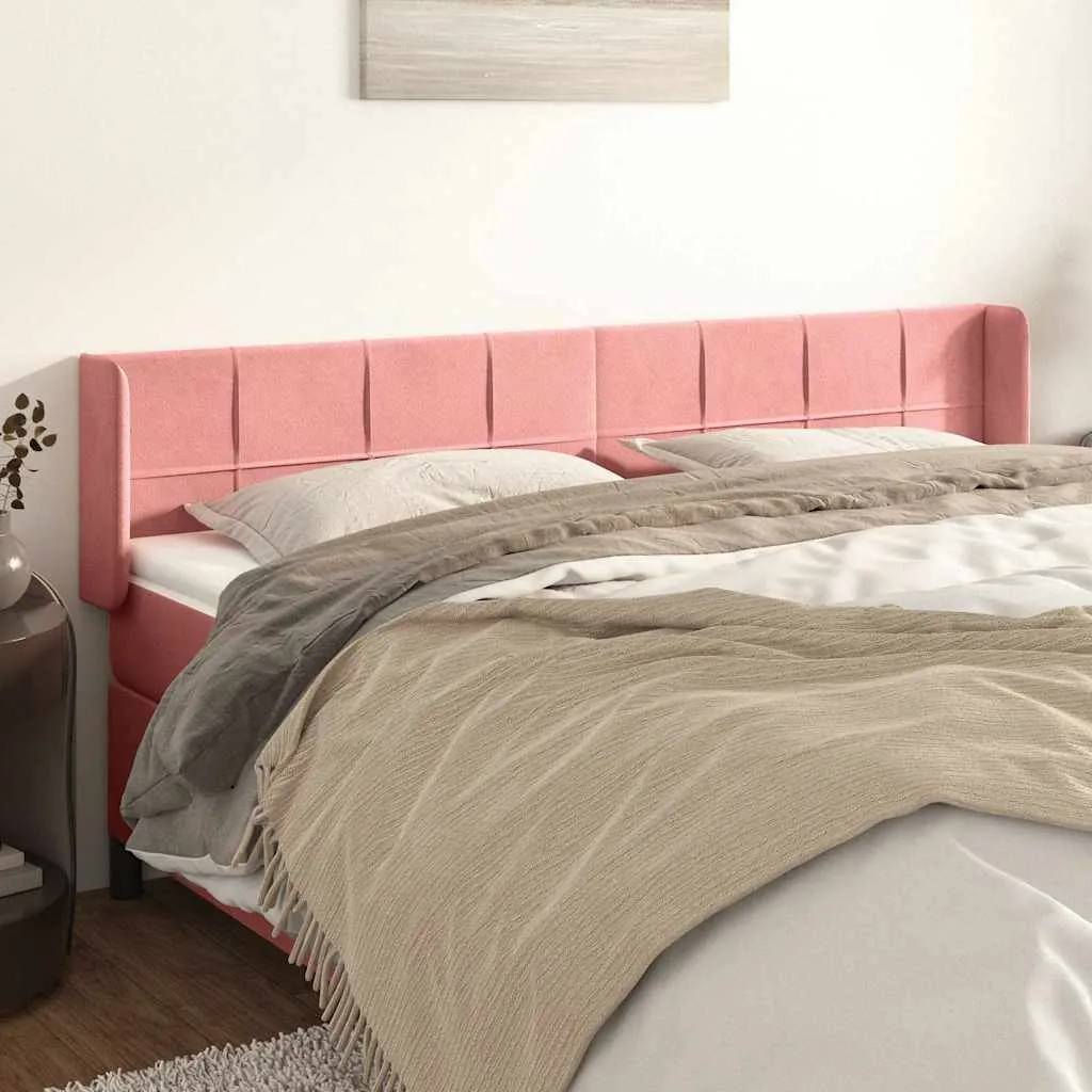 vidaXL Uzglavlje s ušima ružičasto 183x16x78/88 cm baršunasto - Venlo