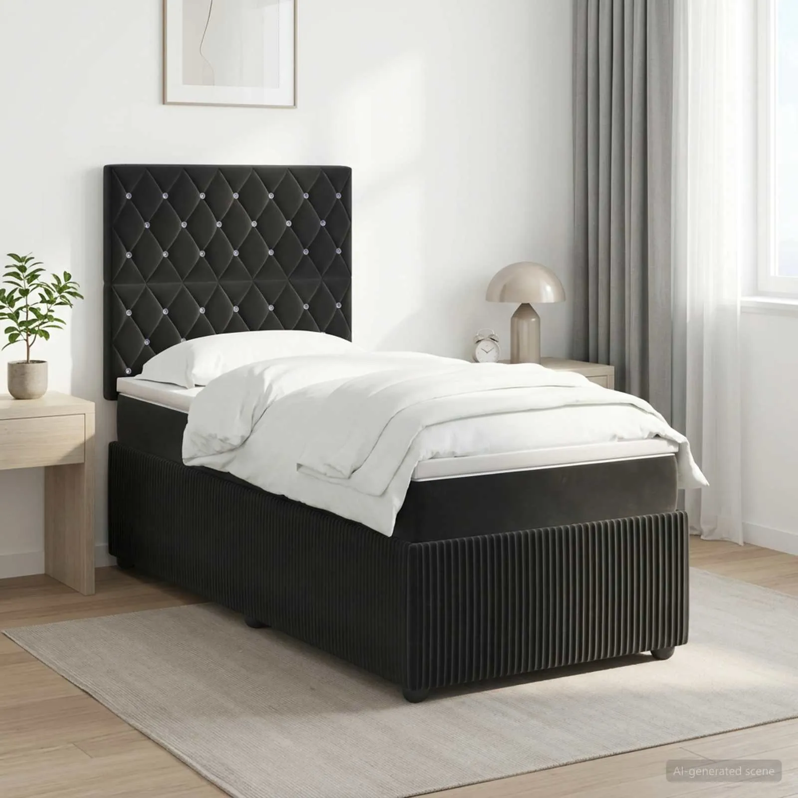 vidaXL Boxspring krevet s madracem Crna 90 x 190 cm Baršun - Venlo