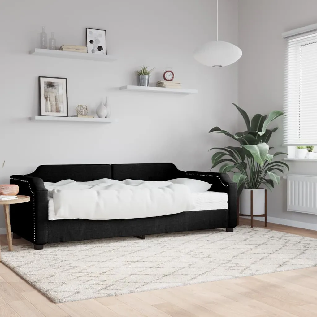 vidaXL Dnevni krevet s madracem crni 100 x 200 cm od tkanine - Venlo
