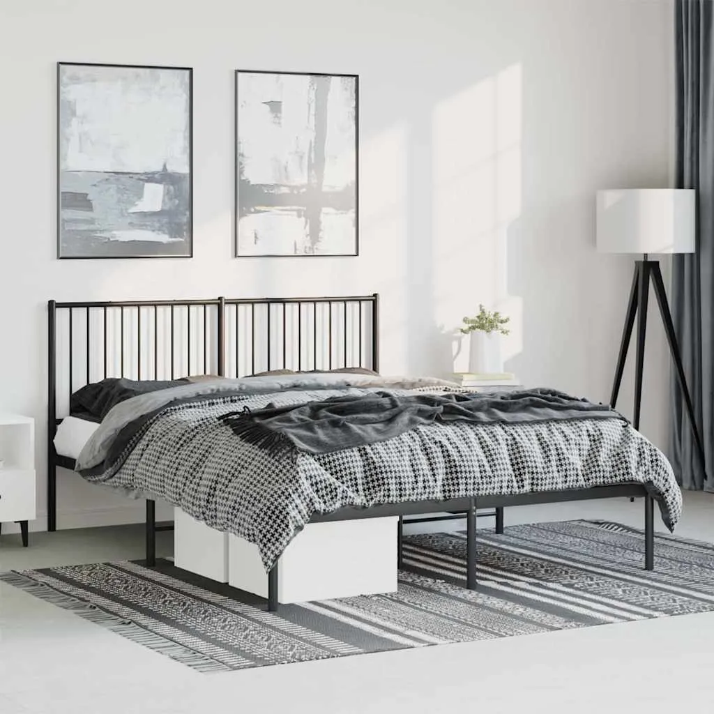 vidaXL Metalni okvir za krevet s uzglavljem crni 150x200 cm - Venlo
