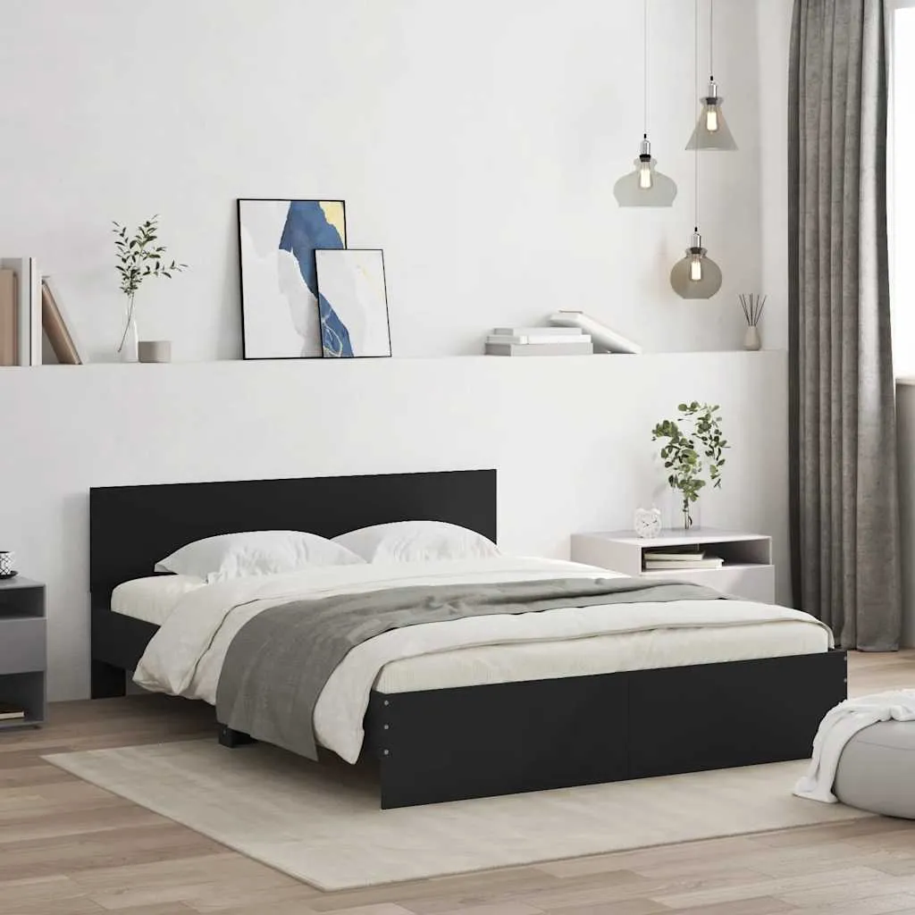 vidaXL Okvir za krevet s uzglavljem crni 140x200 cm - Venlo