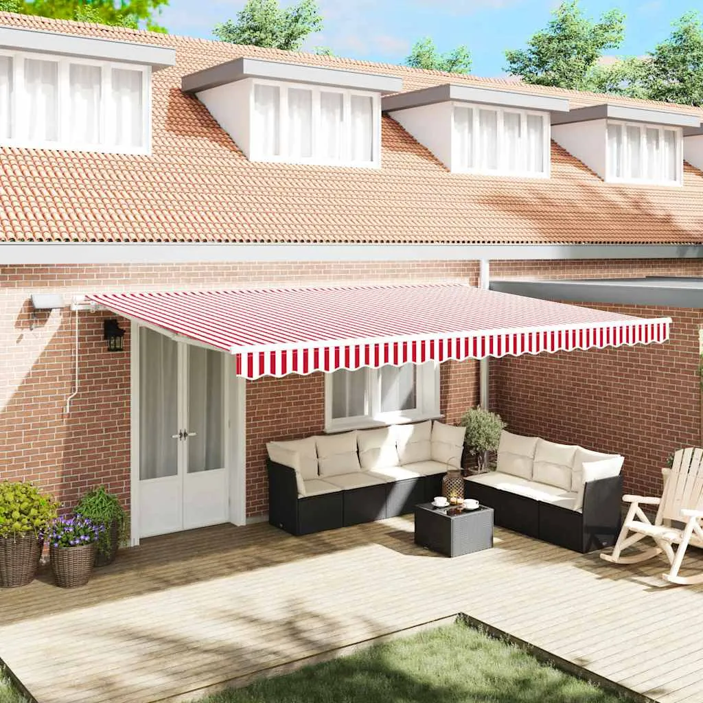 vidaXL Povlačivi tende Crvena i bijela 500 × 300 cm Tkanina i Aluminij - Venlo