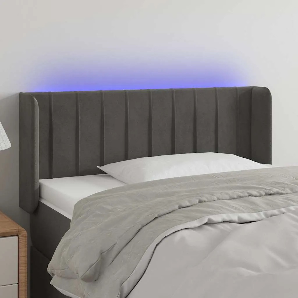 vidaXL LED uzglavlje tamnosiv 93x16x78/88 cm baršunasto - Venlo