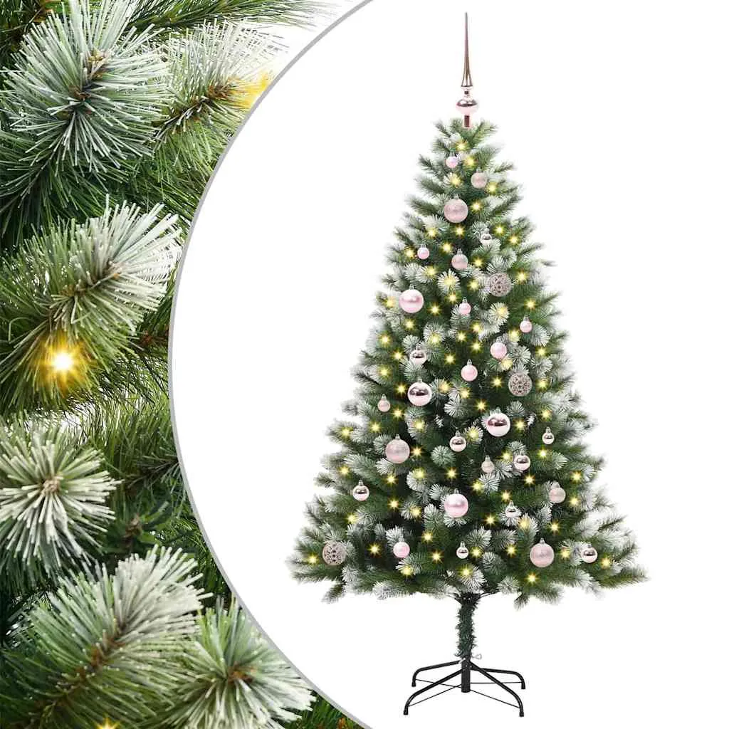 vidaxl umjetno božićno drvce s pokrivačem snijega 150 led lampica - slika 1
