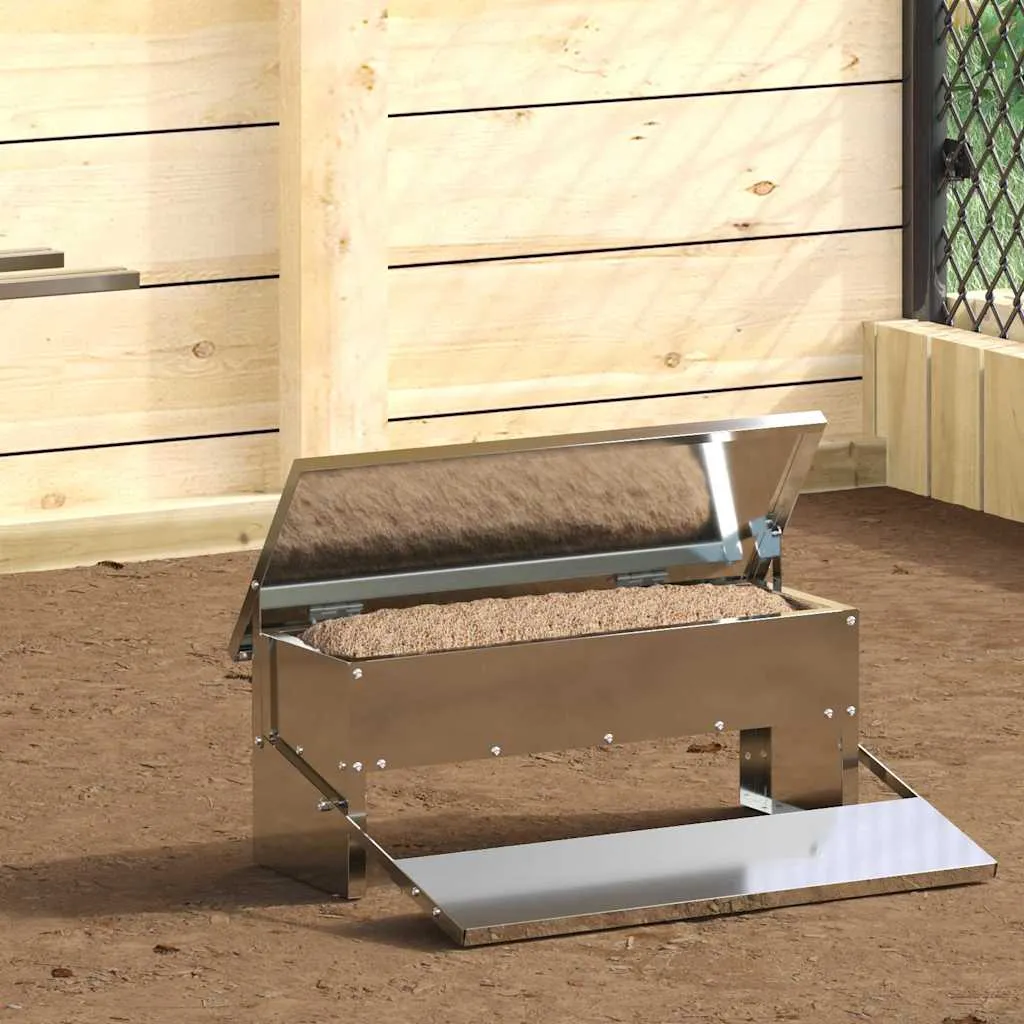 vidaxl feeder s nogom za piliće srebrna 48,5 x 39,5 x 19 cm 5 kg - slika 1
