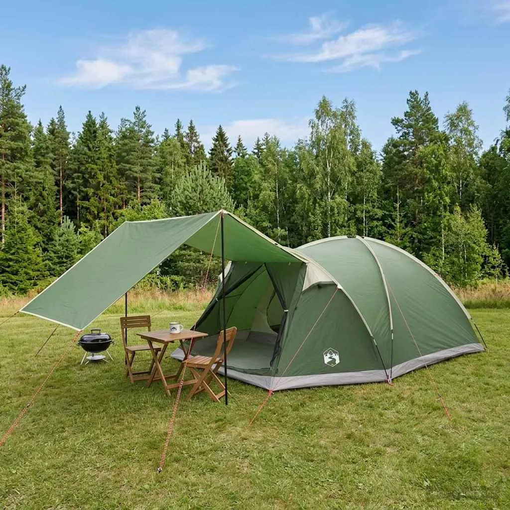 vidaxl kabinski šator s krovom zelena 6 osoba poliester i čelik - slika 1