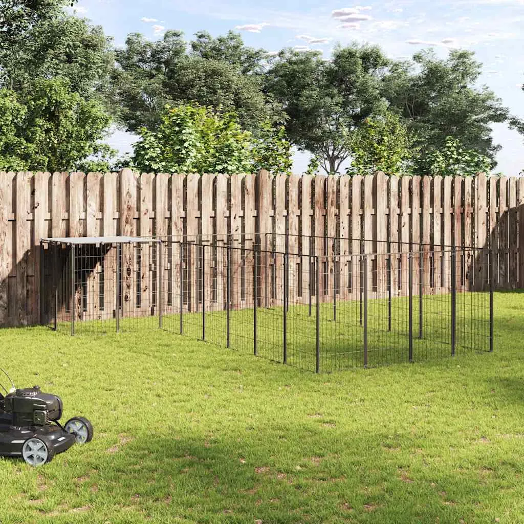 vidaxl kavez za pse crni 10,89 m² čelični - slika 1