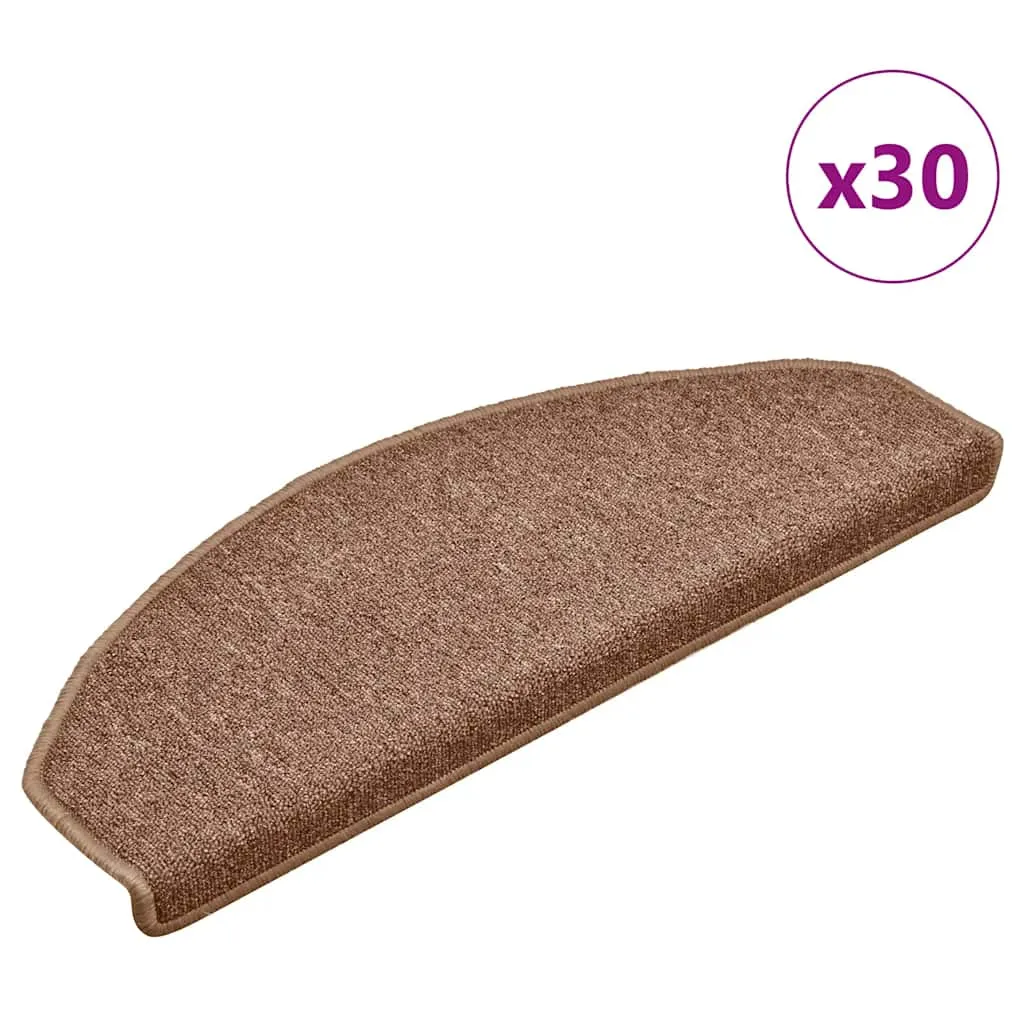 vidaxl prostirke za stepenice 30 kom 65x24x4 cm smeđe poluokrugle velike - slika 1