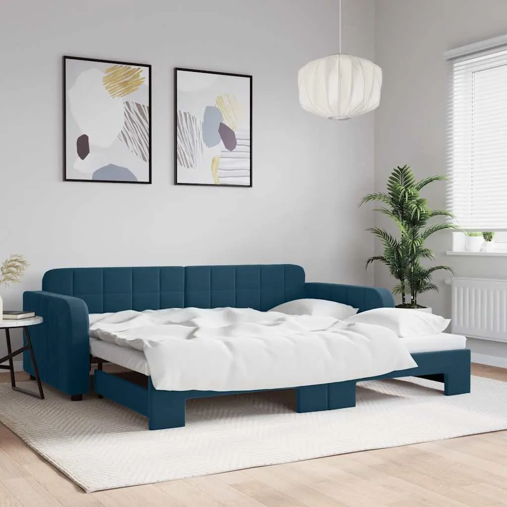 vidaXL Dnevni krevet na razvlačenje plavi 90 x 200 cm baršunasti - Venlo