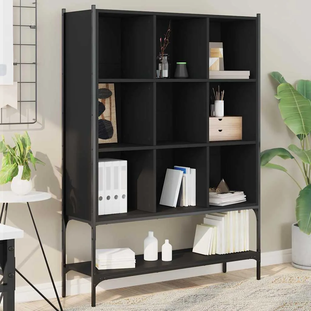 vidaXL Regal za knjige crni 102 x 30 x 141,5 cm od konstruiranog drva - Venlo