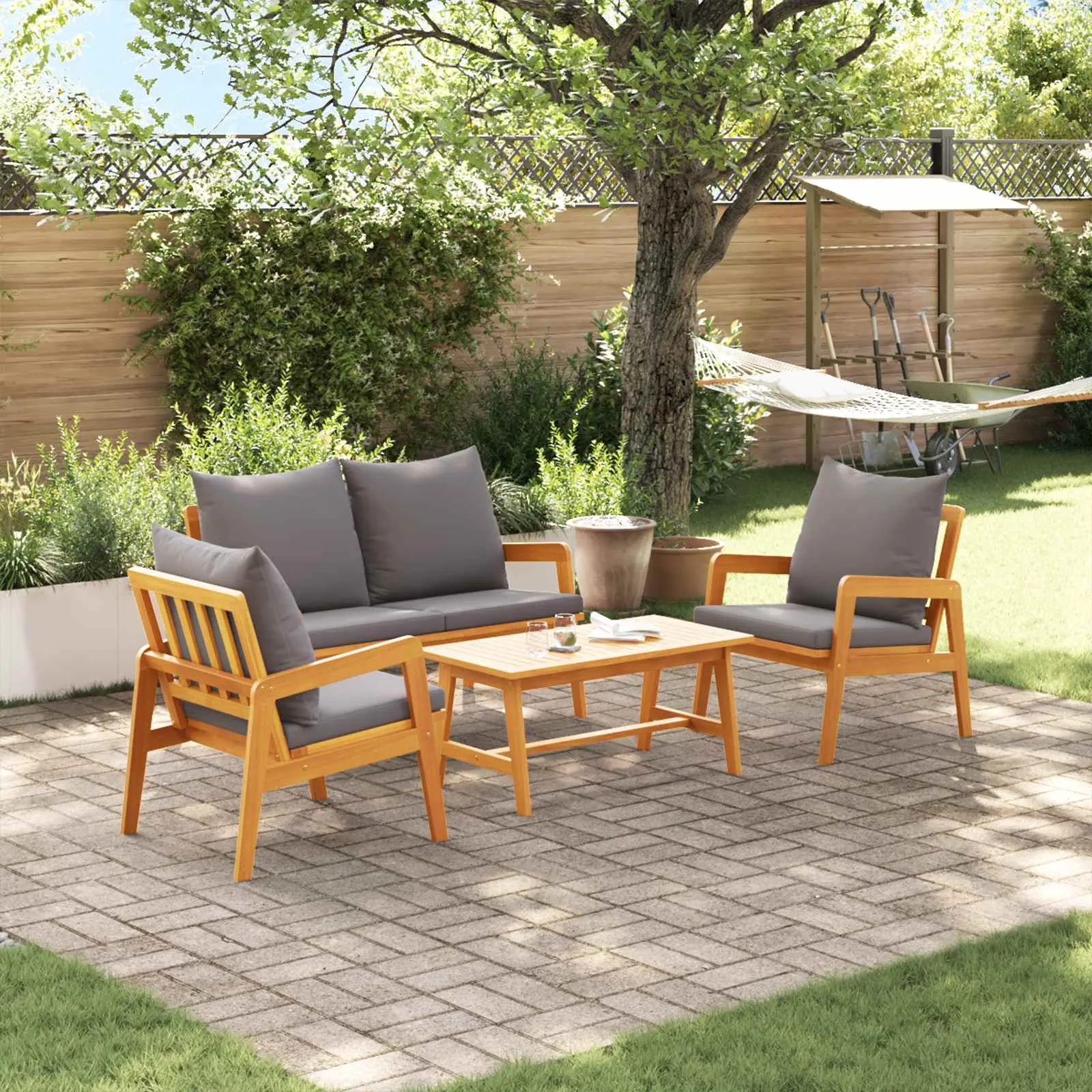 vidaXL Bistro set 4 kom. Smeđa Čvrsto drvo akacije - Venlo