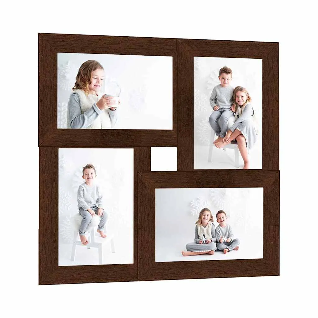 vidaXL Okvir za 4 fotografije (13 x 18 cm) tamnosmeđi MDF - Venlo