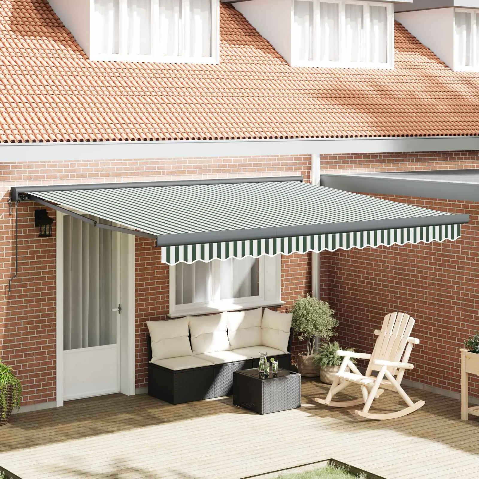 vidaXL Povlačivi tende Zelena i bijela 400 x 300 x 165 cm - Venlo