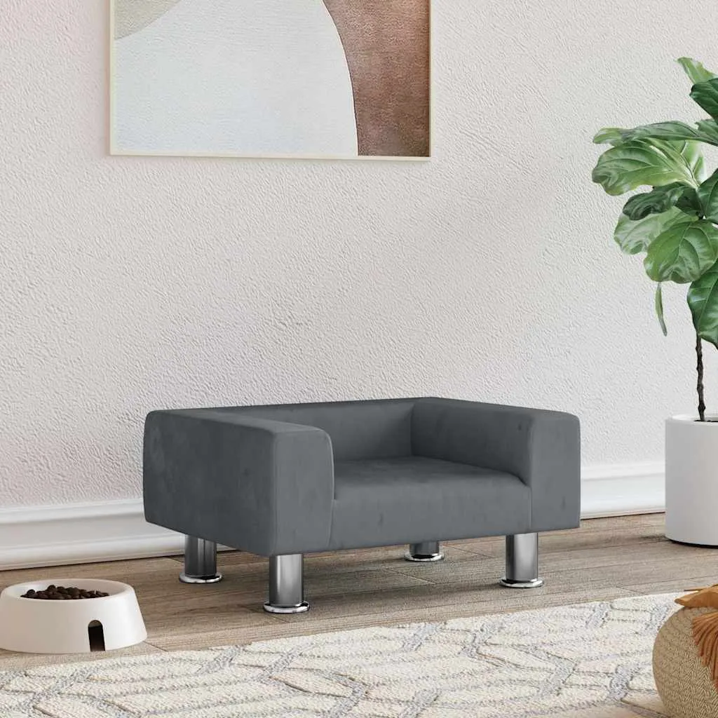 vidaxl krevet za pse tamnosivi 50x40x26,5 cm baršunasti - slika 1