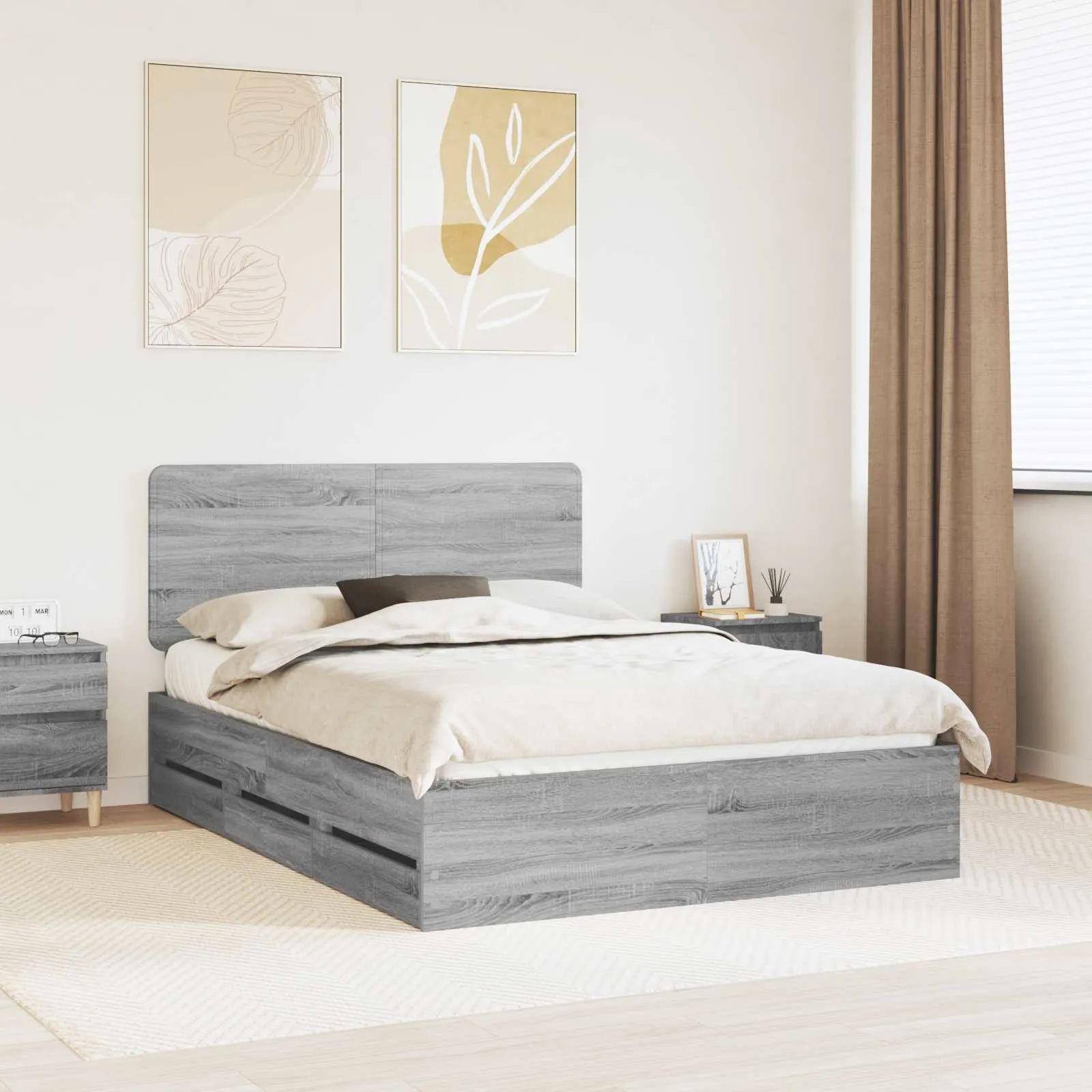 vidaXL Krevetna konstrukcija Siva Sonoma 160 x 200 cm Inženjersko Drvo - Venlo