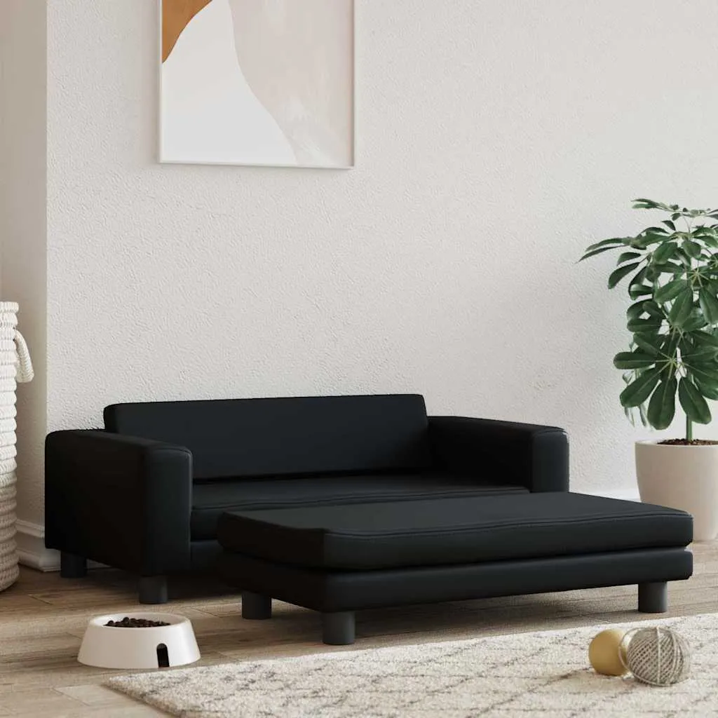 vidaXL Krevet za pse s produžetkom crni 100 x 50 x 30 cm umjetna koža - Venlo