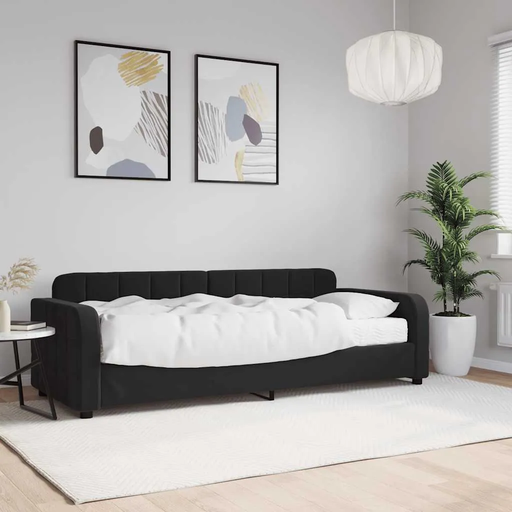 vidaXL Dnevni krevet s madracem crni 80 x 200 cm baršunasti - Venlo