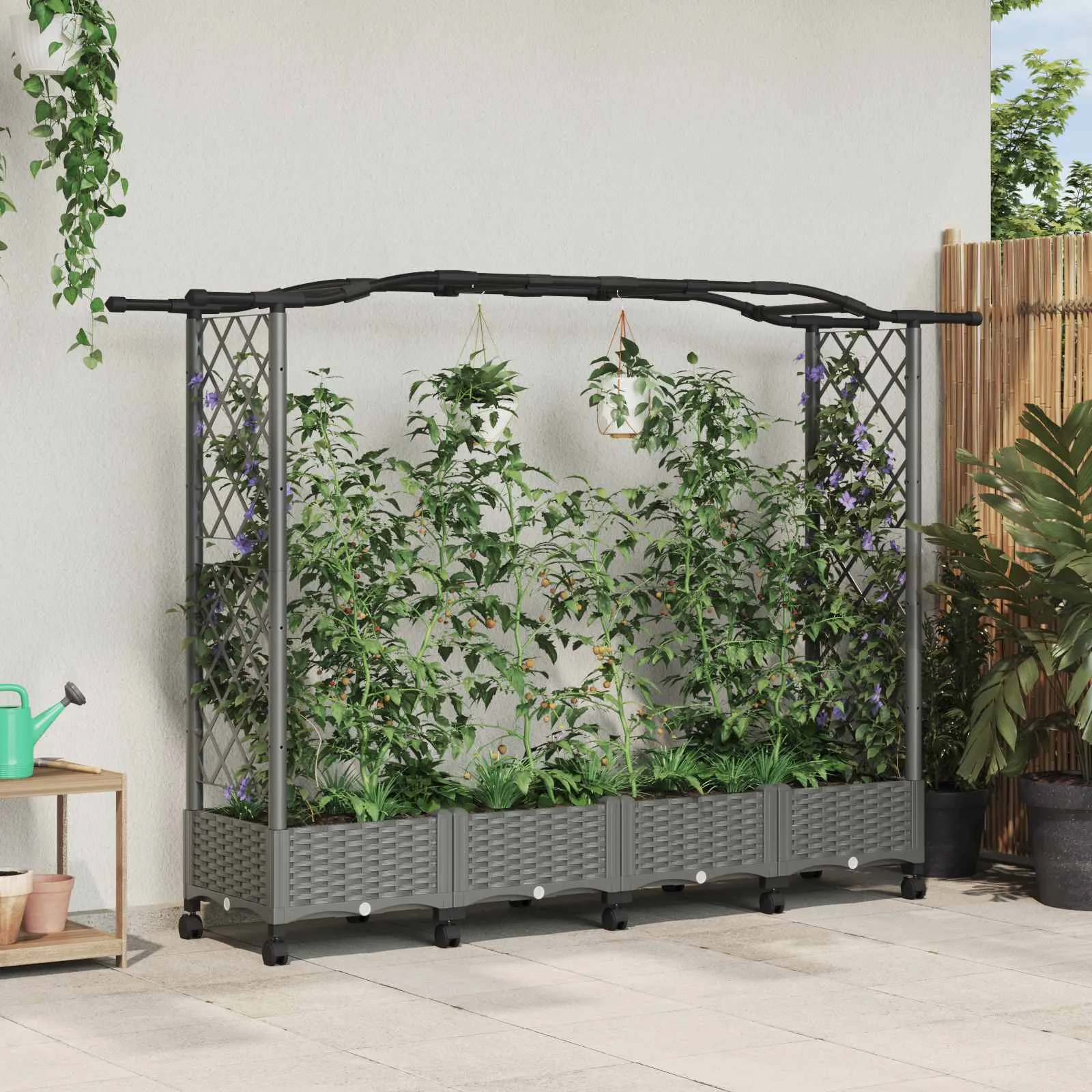 vidaXL Povišeni krevet s mrežom i krovom Svjetlosiva 207 x 40 x 129 cm - Venlo