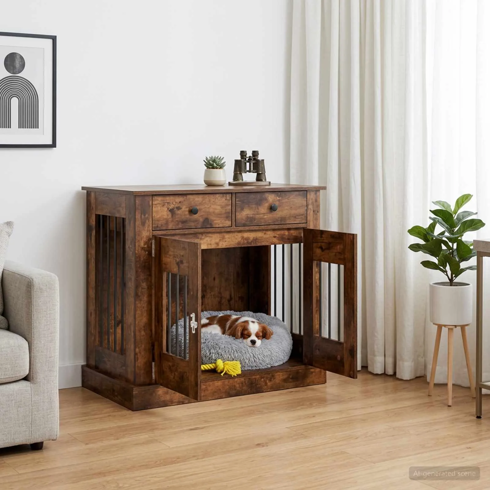 vidaxl namještaj za kućni kavez dimljeni hrast 90 x 47,5 x 80 cm - slika 1