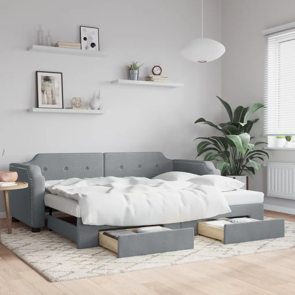 vidaXL Dnevni krevet na razvlačenje svjetlosivi 100x200 cm od tkanine - Venlo