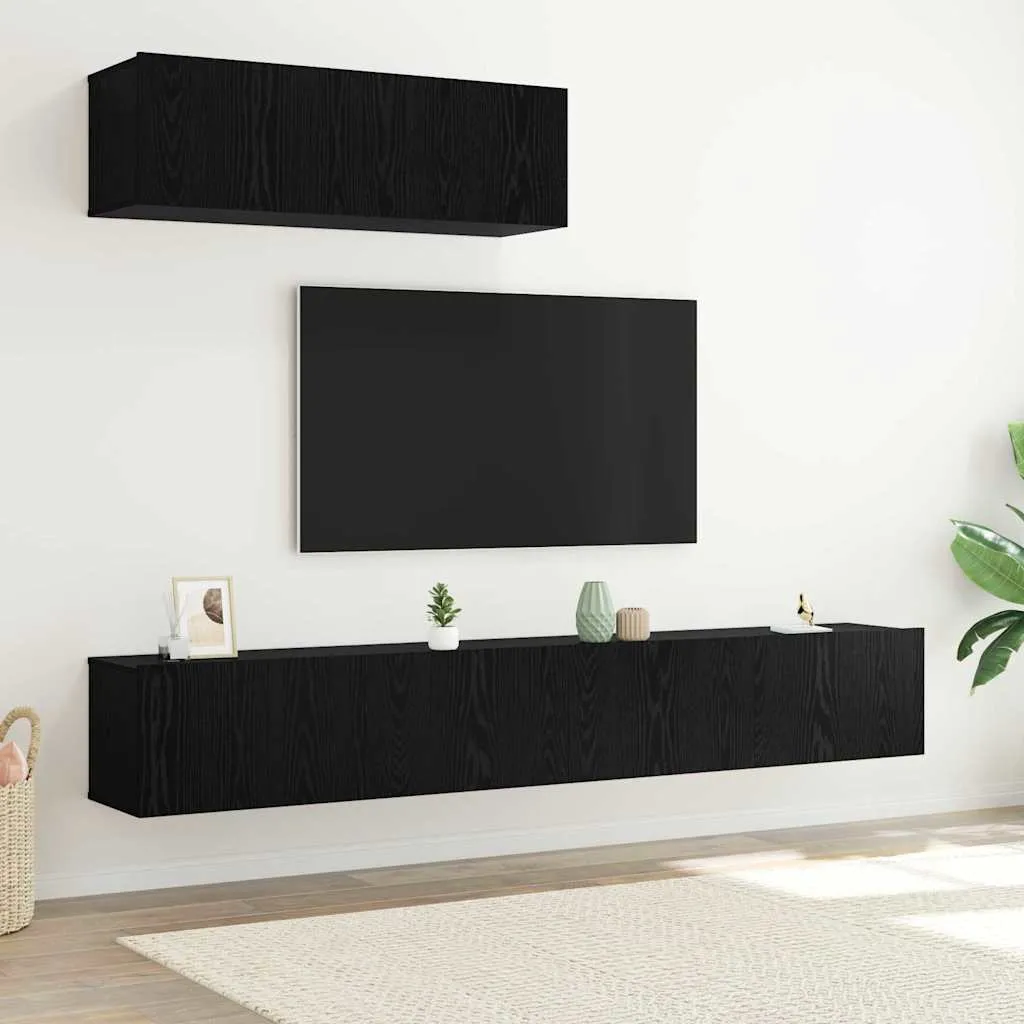 vidaXL Set TV komoda 3 kom. Crni hrast Konstruirano drvo - Venlo