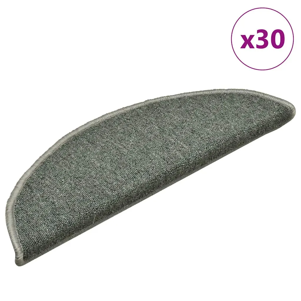vidaxl prostirke za stepenice 30 kom 56x17x3 cm tamnozelene poluokrugle - slika 1