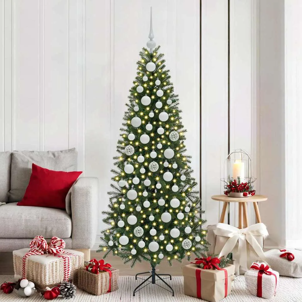 vidaxl set božićnih ukrasnih kuglica 120 kom. 300 led lampica ø 6 cm - slika 1