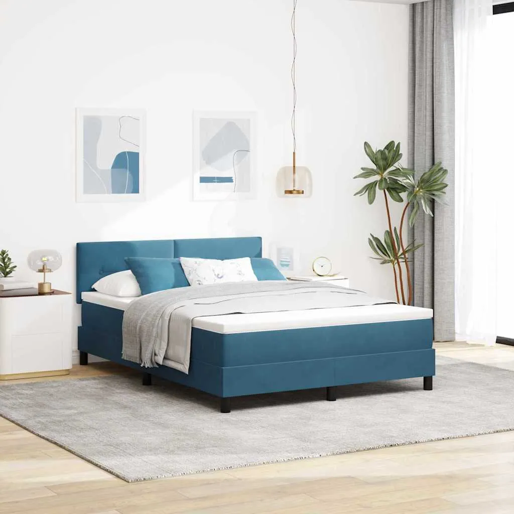 vidaXL Krevet s opruga kutije Tamno plava 160 x 200 cm Baršun - Venlo