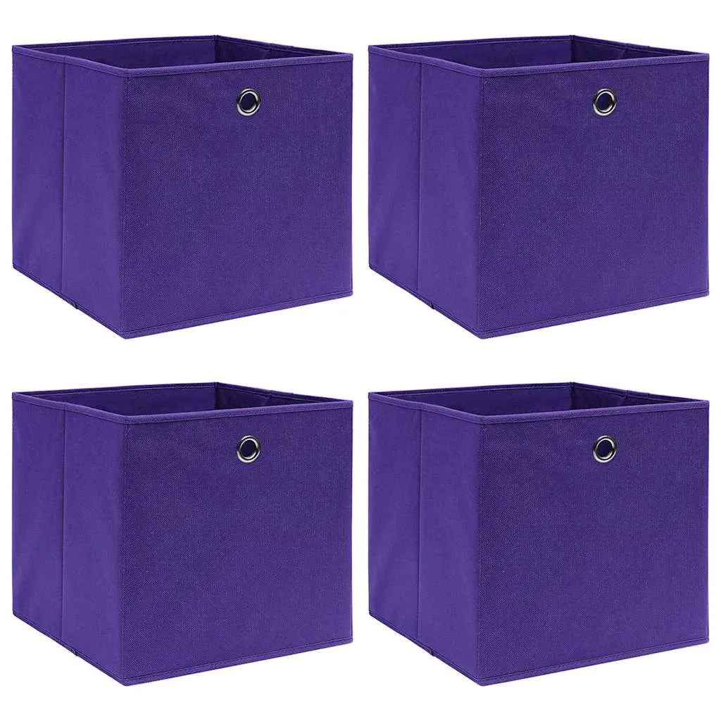 vidaXL Kutije za pohranu 4 kom netkana tkanina 28x28x28 cm ljubičaste - Venlo