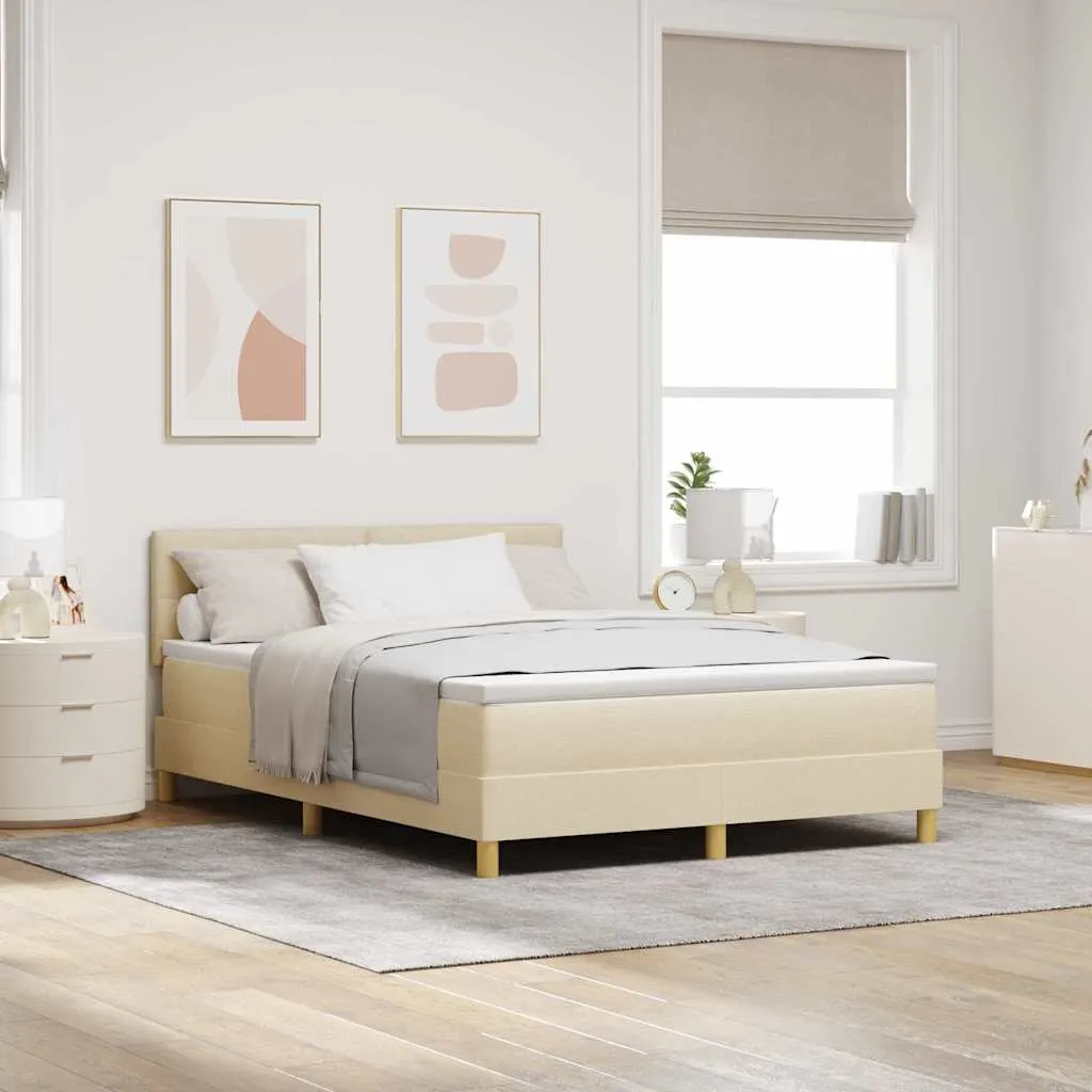 vidaXL Krevet s opruga kutije s jastukom Krema 160 x 200 cm tkanina - Venlo