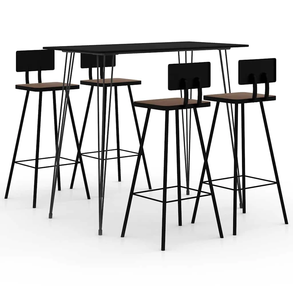 vidaXL 5-dijelni barski set crni - Venlo