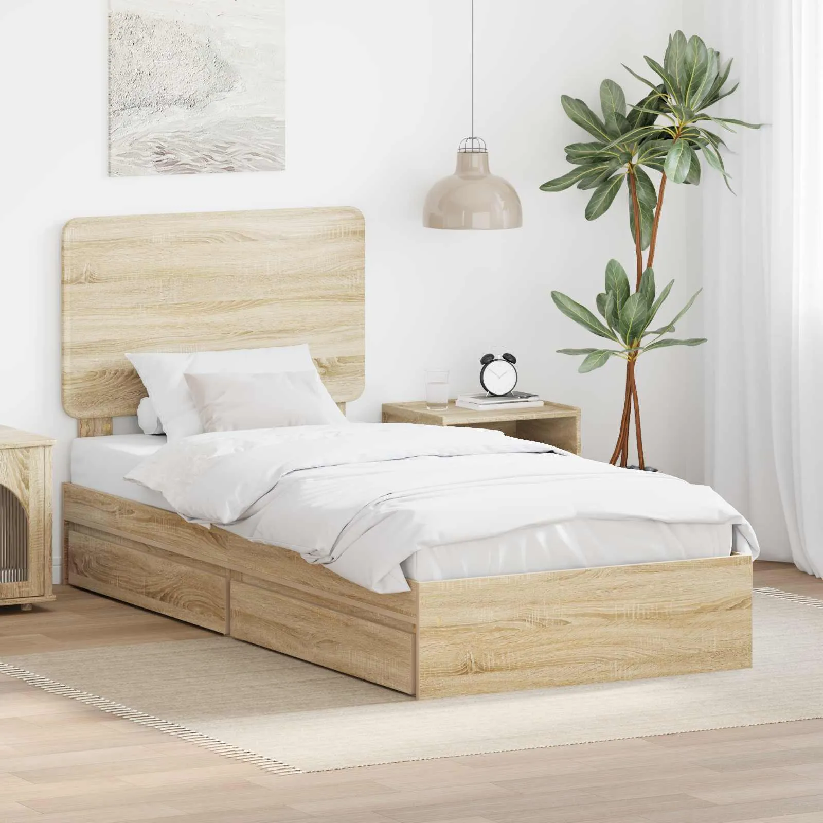 vidaXL Krevet s od storage Sonoma hrast 90 x 200 cm Konstruirano drvo - Venlo