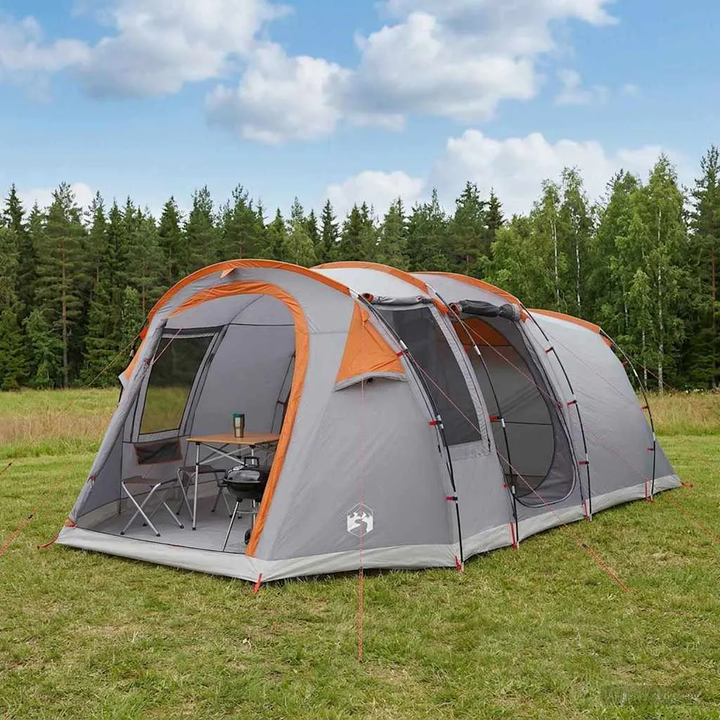 vidaxl tunelski šator 505 x 330 x 204 cm siva i narančasta - slika 1