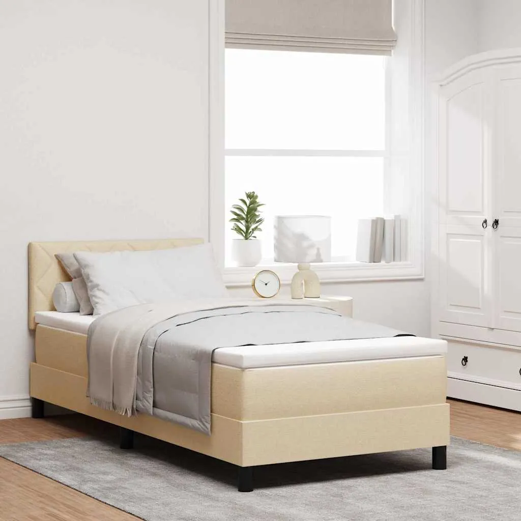 vidaXL Krevet s opruga kutije s uzglavljem Krema 100 x 200 cm tkanina - Venlo