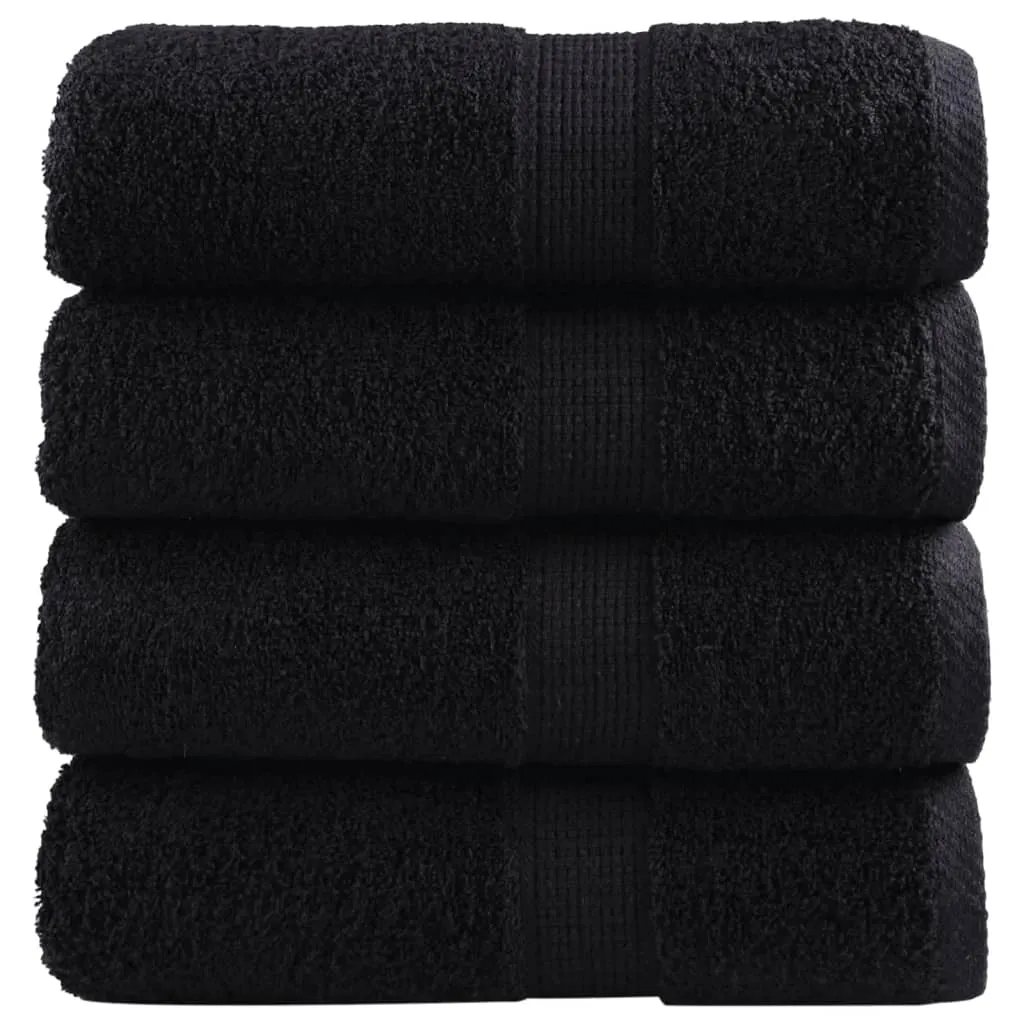 vidaxl premium ručnici za pranje solund 4 kom. crni 30x30 cm 600 g/m² - slika 1