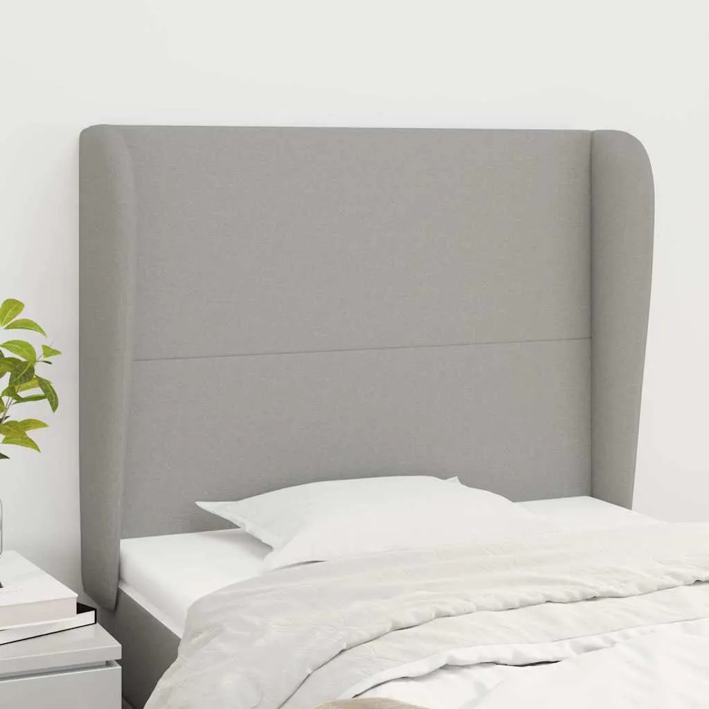vidaXL Uzglavlje s ušima svjetlosivo 83 x 23 x 118/128 cm od tkanine - Venlo