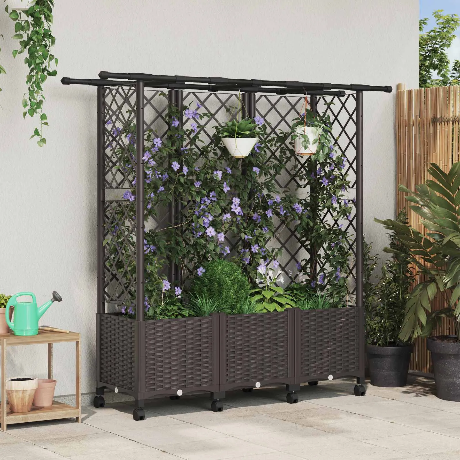 vidaXL Povišeni krevet s mrežom i krovom Smeđa 163,5 x 40 x 142 cm PP - Venlo