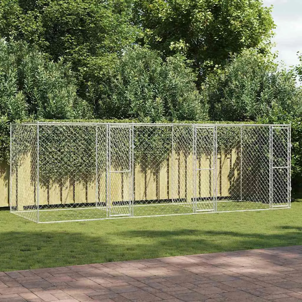 vidaXL Kavez za pse Srebrno 600 x 200 x 200 cm Cinkani čelik - Venlo