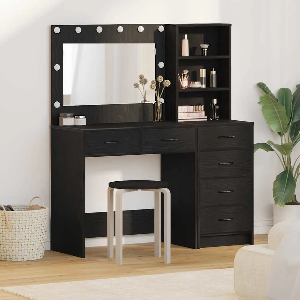 vidaXL Toaletni stol 2 kom. Crna 78.5 x 41 x 135 cm Konstruirano drvo - Venlo