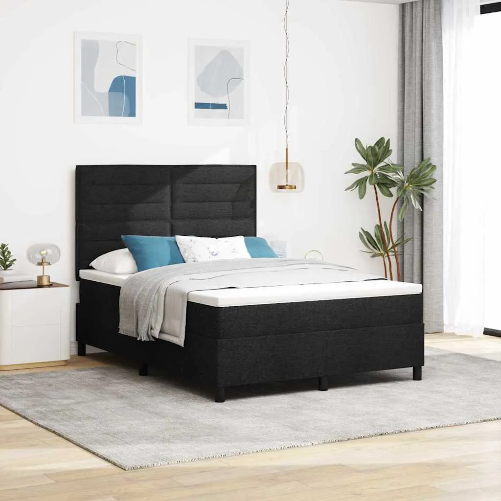 vidaXL Krevet s opruga kutije s madracem Crna 140 x 200 cm tkanina - Venlo