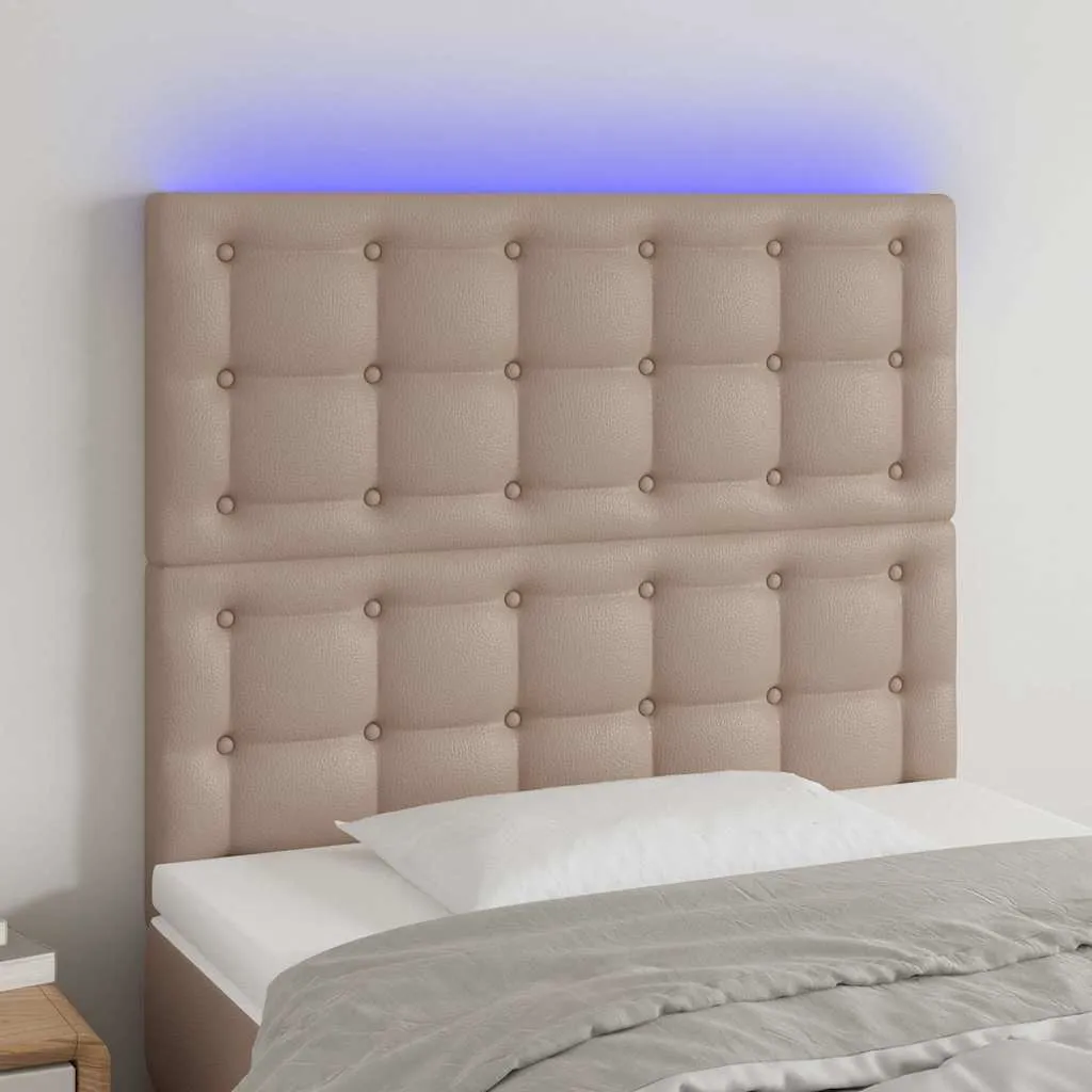 vidaXL LED uzglavlje boja cappuccina 80x5x118/128 cm od umjetne kože - Venlo