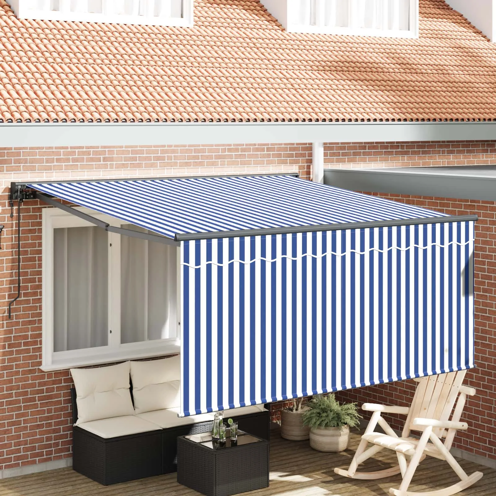 vidaXL Povlačivi tende Plava i bijela 300 x 250 cm - Venlo